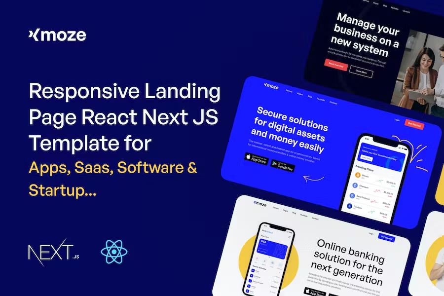 Xmoze - React Next JS Landing Page Template listing image