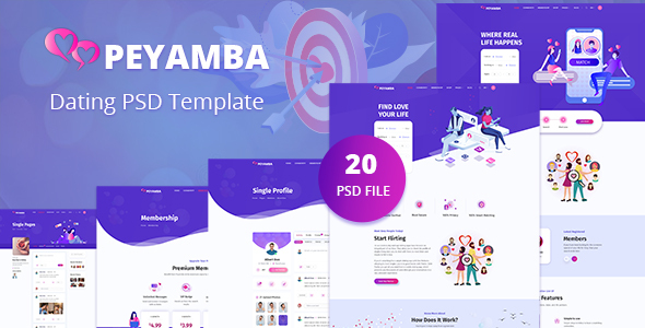Peyamba - Dating Website PSD Template