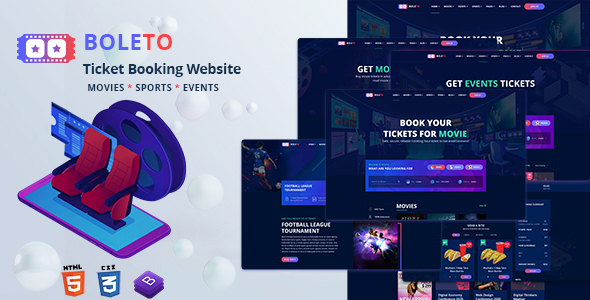 Preview image for Boleto - Online Ticket Booking Website HTML Template