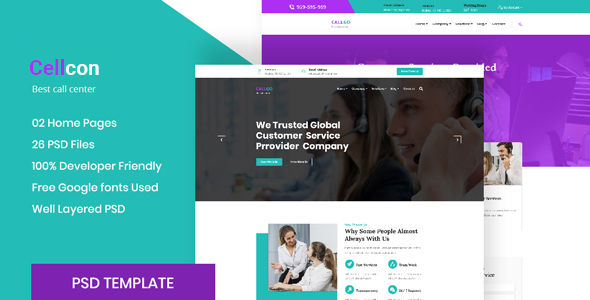 Cellcon - Call Center Business PSD Template