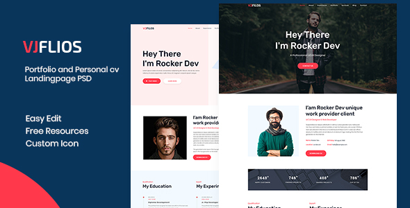 Vjflios – Portfolios and Personal CV Landingpage PSD