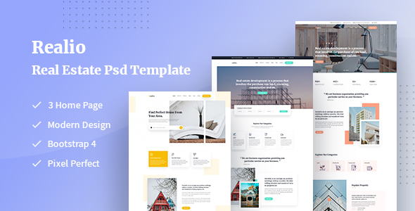 Preview image for Realio - Creative Real Estate PSD Template