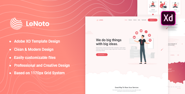 LeNoto - Isometric Business Adobe XD Landing Page Template listing image