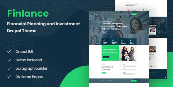 Finlance - Financial Planning Drupal 8.8 Theme with Paragraph Builder