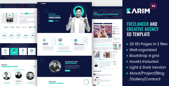Karim - Freelancer and Creative Agency XD Template