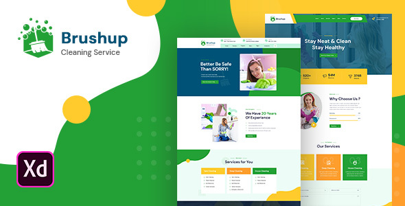 Brushup - Cleaning Company Adobe XD Template