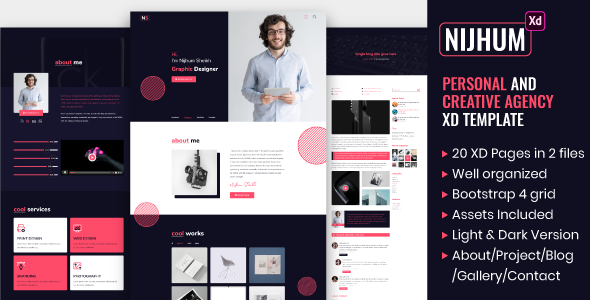 Nijhum - Personal and Creative Agency XD Template