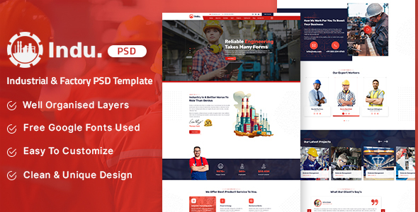 Product preview supplied for Indu-Industrial & Factory PSD Template