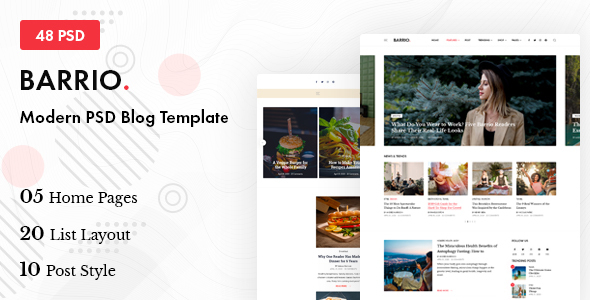 Barrio - Modern PSD Blog Template product preview