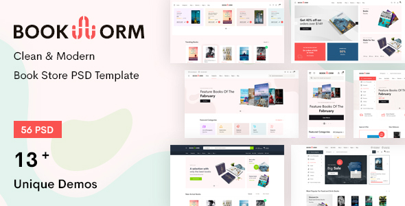 BookWorm - Clean & Modern Book Store PSD Template.