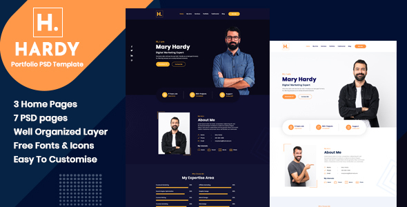 Hardy - Personal Portfolio PSD Template listing image