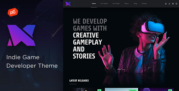 Product preview supplied for Xion - Indie Game Developer WordPress Theme