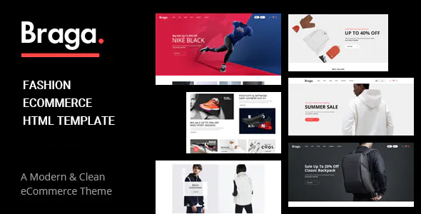 Braga - Fashion Minimal Website Template using Bootstrap 5 product preview