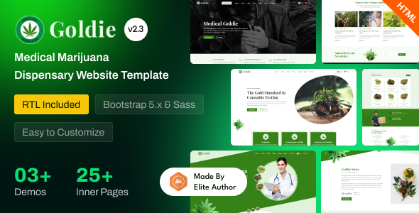 Goldie - Medical Marijuana Dispensary Website Bootstrap 5 Template listing image