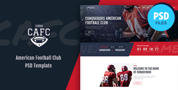 Product preview supplied for Conquerors | American Football & NFL PSD Template