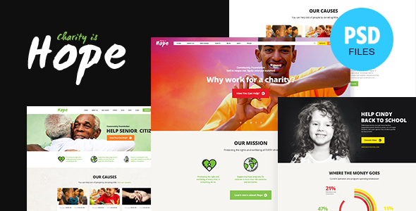 Product preview supplied for Hope | Non-Profit & Charity PSD Template
