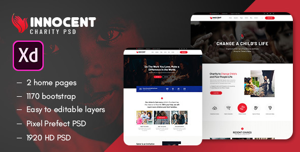Innocent - Nonprofits Charity XD Template