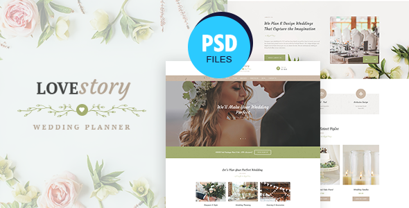 Love Story | Wedding and Event Planner PSD Template product preview