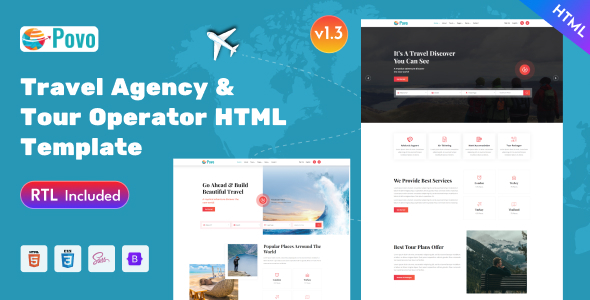 Povo - Travel Agency & Tour Operator Bootstrap 5 Template product preview