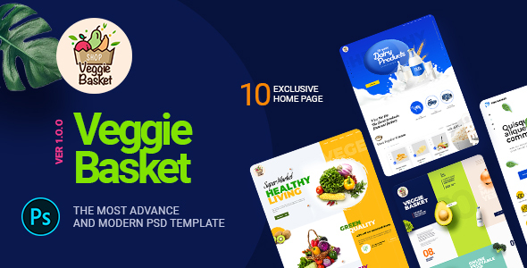 VeggieBasket | A Online Vegetable, Fish, Meat, Dairy Product and Winemakers PSD Template