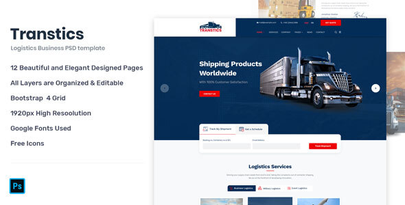 Transtics - Transportation & Logistics Business PSD Template