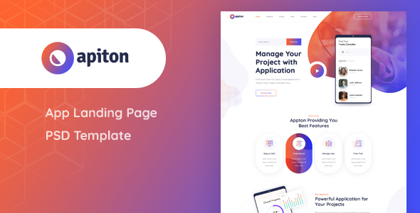 Apiton - App Landing Page PSD Template