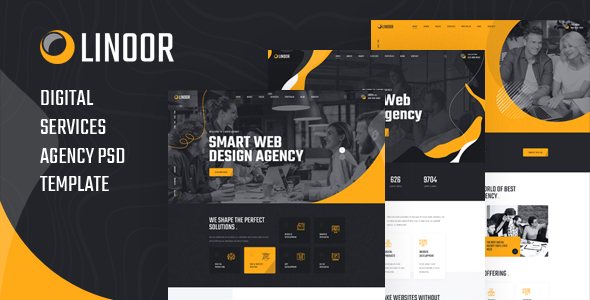 Linoor - Digital Agency Services PSD Template
