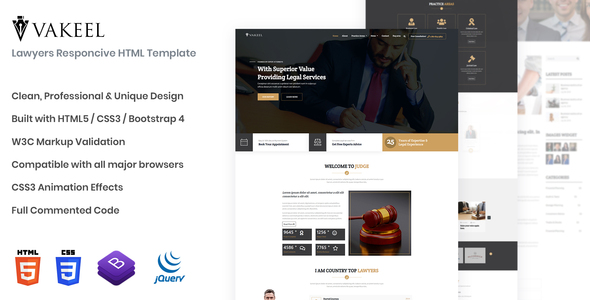 Vakeel - Lawyer HTML Template product preview
