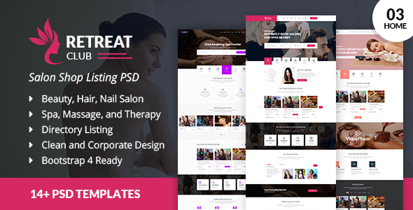 RetreatClub Salon Listing PSD Template