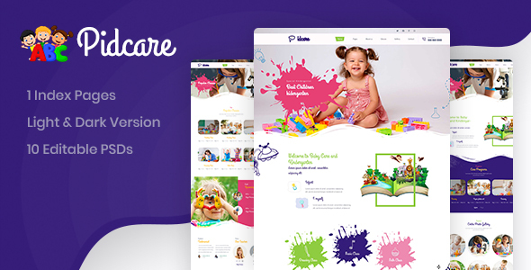 Pidcare Kindergarten PSD Template