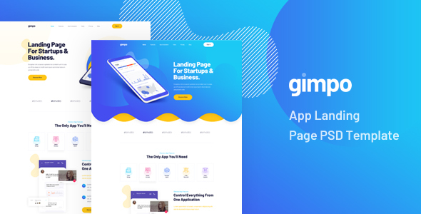 Gimpo - App Landing Page PSD Template listing image