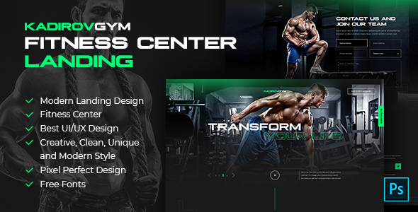 Preview image for KadirovGYM - Fitness Center Landing PSD Design