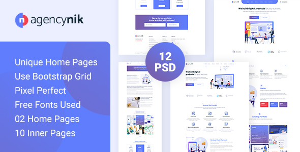 Agencynik - Creative Startup Agency PSD Template