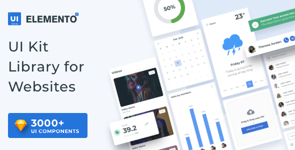 Preview image for Elemento UI Kit - Components Library for Web