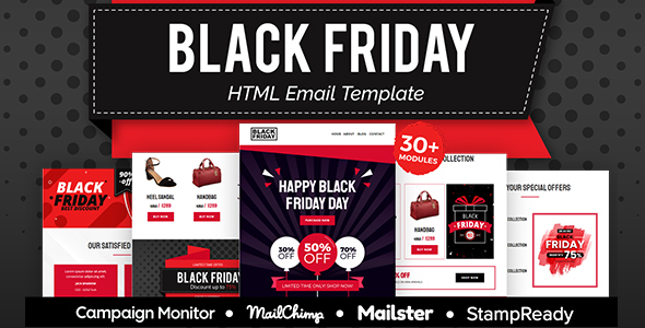 Black Friday sale - Multipurpose Responsive Email Template 30+ Modules - Mailster & Mailchimp