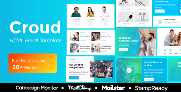 Croud - Multipurpose Responsive Email Template 20+ Modules - Mailster & Mailchimp
