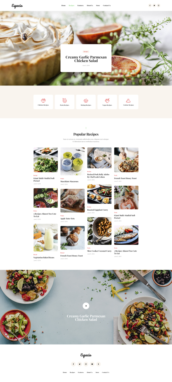Especio - Food Blog Elementor Pro Template Kit