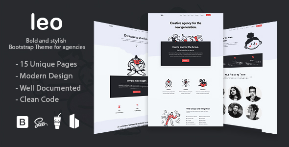 Product preview supplied for Leo - Creative Agency Bootstap 4 Theme