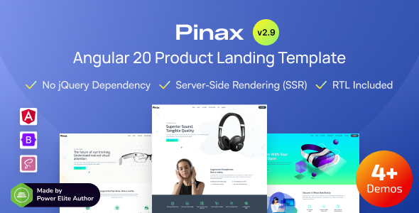 Pinax - Angular 20 E-Commerce Product Landing Page Template listing image