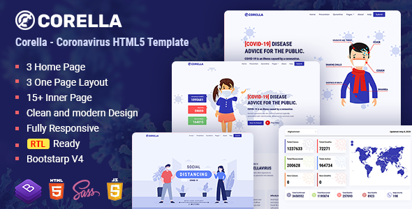 Preview image for Corella | Coronavirus (COVID-19) Social Awareness And Medical Prevention Template