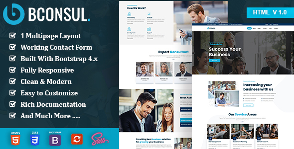 Product preview supplied for Bconsul - Consulting Finance HTML Template