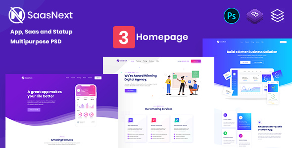 SaasNext - App, Saas and Agency Multipurpose PSD Template