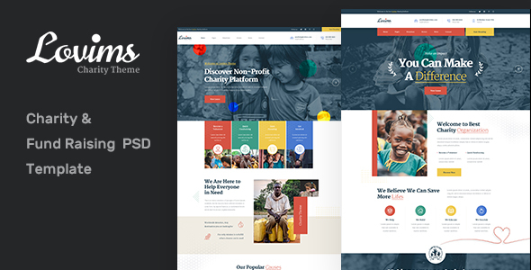 Lovims - Nonprofit Charity PSD Template