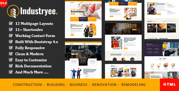 Product preview supplied for Industryee - Factory HTML Template