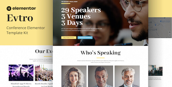 Evtro - Conference Event Elementor Template Kit listing image