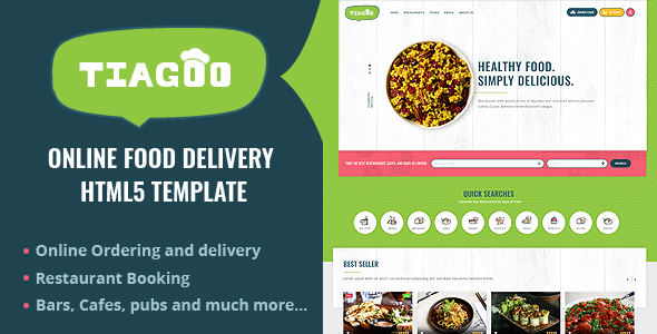 Tiagoo - Online Food Delivery HTML Template product preview