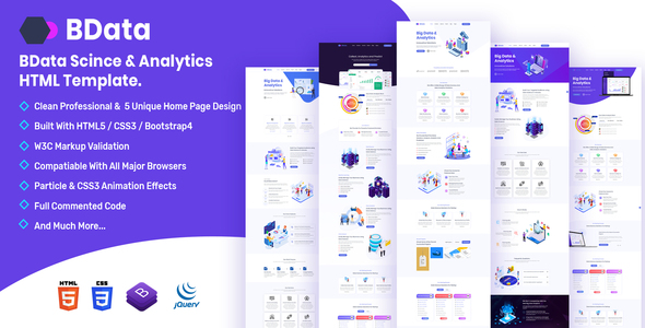 Preview image for BData - Big Data & Analytics HTML Template