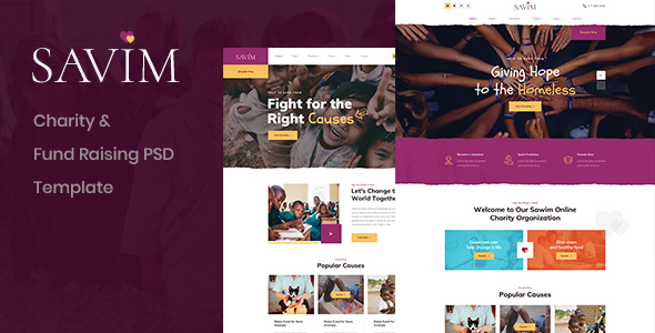 Savim - Charity NonProfit PSD Template