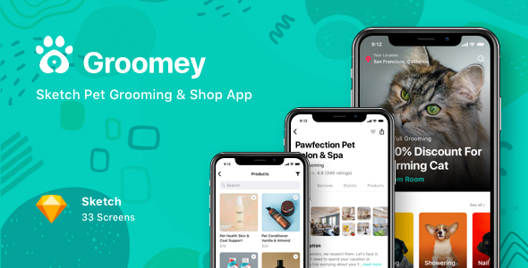 Groomey - Sketch Pet Grooming & Shop App