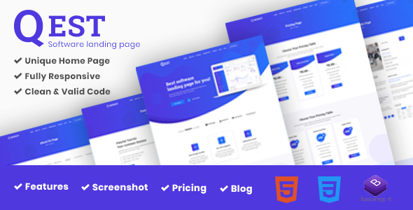 Product preview supplied for QEST- Apps Landing Template